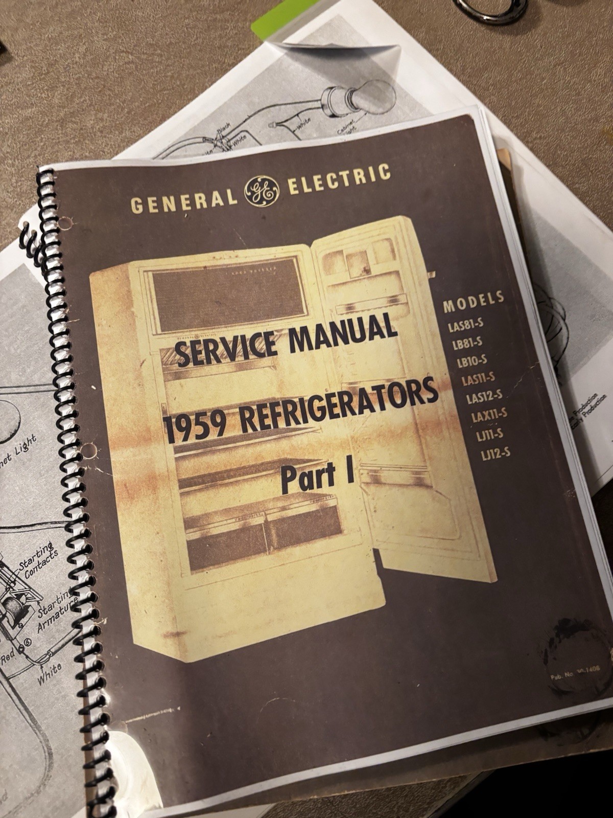 Vintage Refrigerator Service Manual General Electric GE 1959