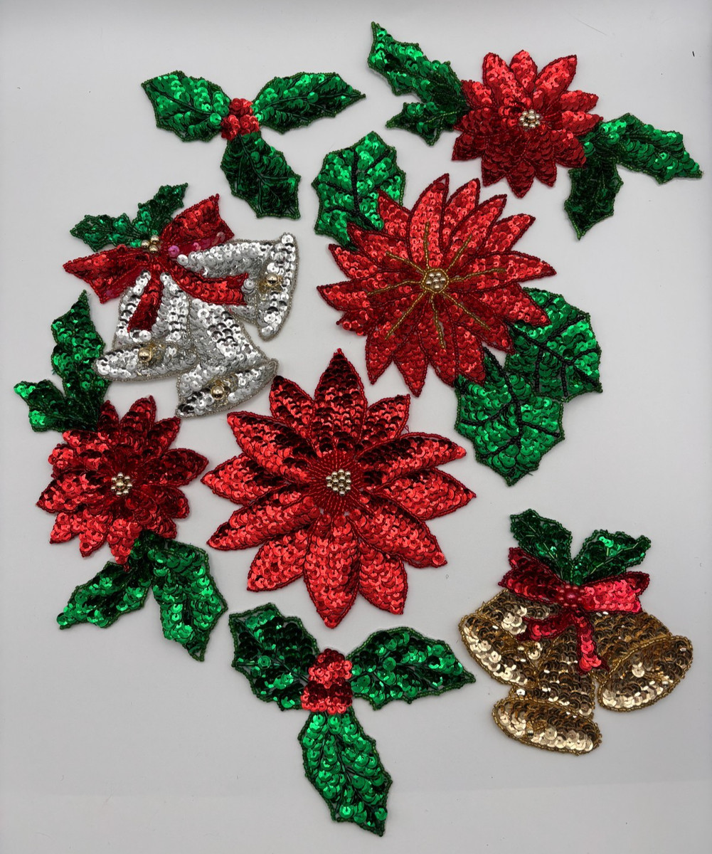Vintage Sequin Beaded Christmas Sew-on Appliqué 13-23cm