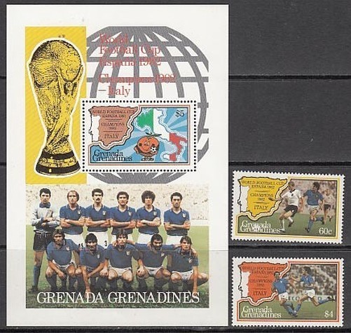 Grenada-Grenadines - Mail Yvert 461/2+H.69 ** MNH Football Sports