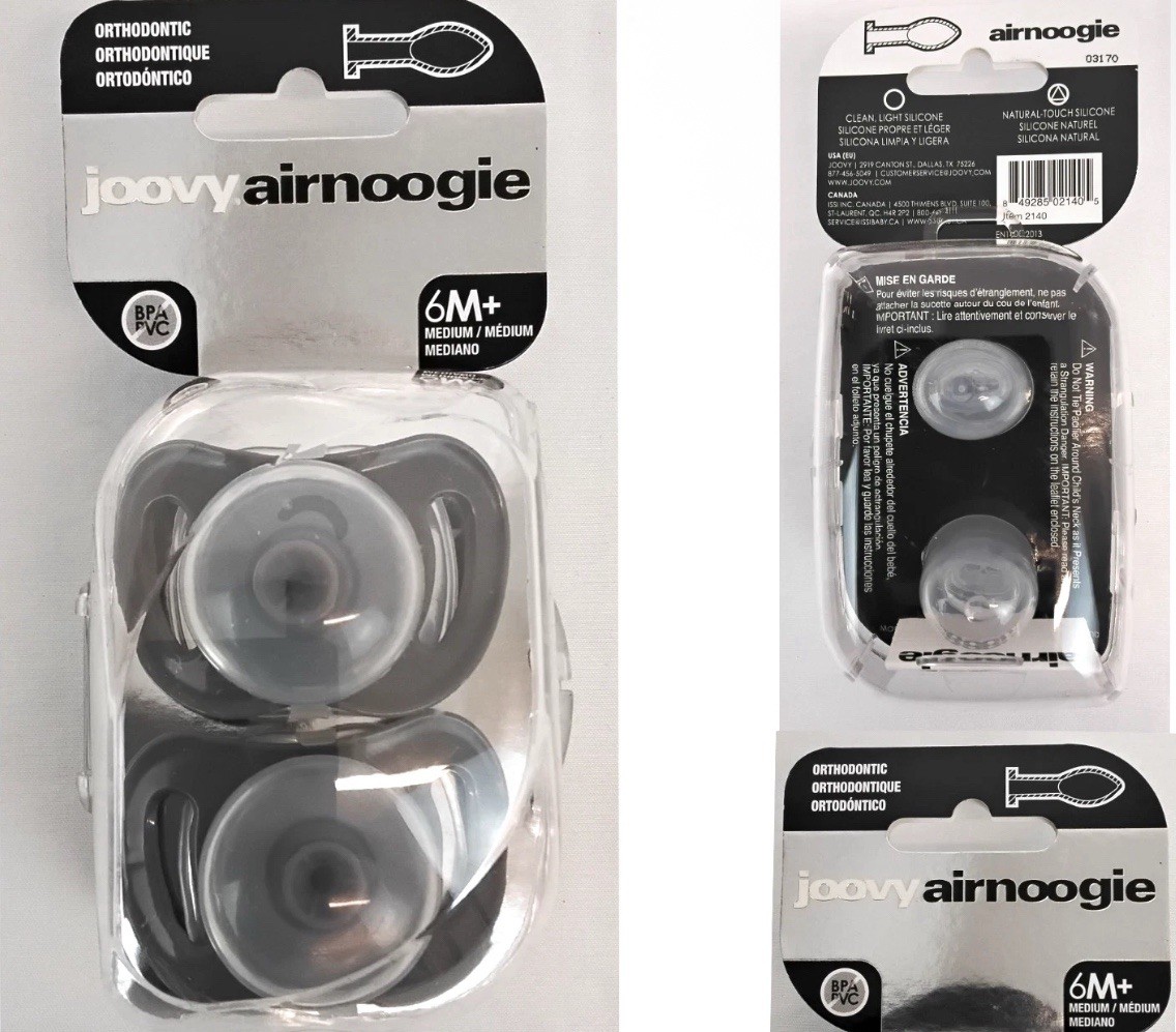 Joovy AirNoogie Orthodontic Pacifier BPA/PVC Free Medium Gray 6 Months 2140