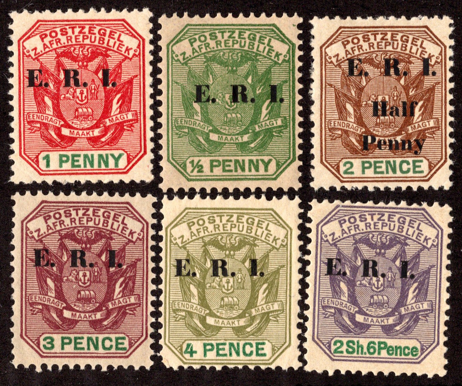 Transvaal Scott 246-251 Unused hinged.