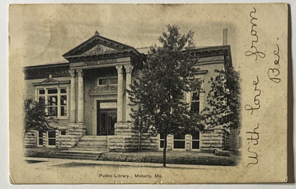 Public Library Moberly Missouri MO Posted 1906 Antique Postcard