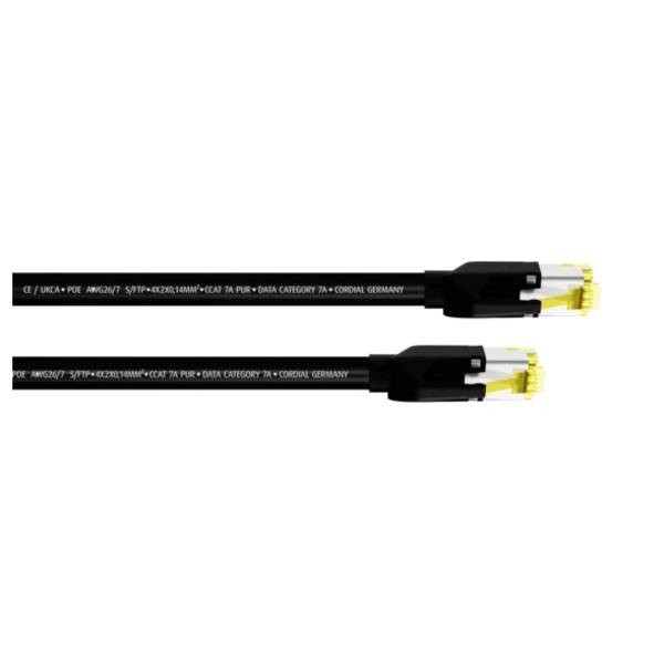 Cordial 15579 RJ45 Network Cable, CAT 7a S/FTP Patch Cable 3.00m Black Sheath in