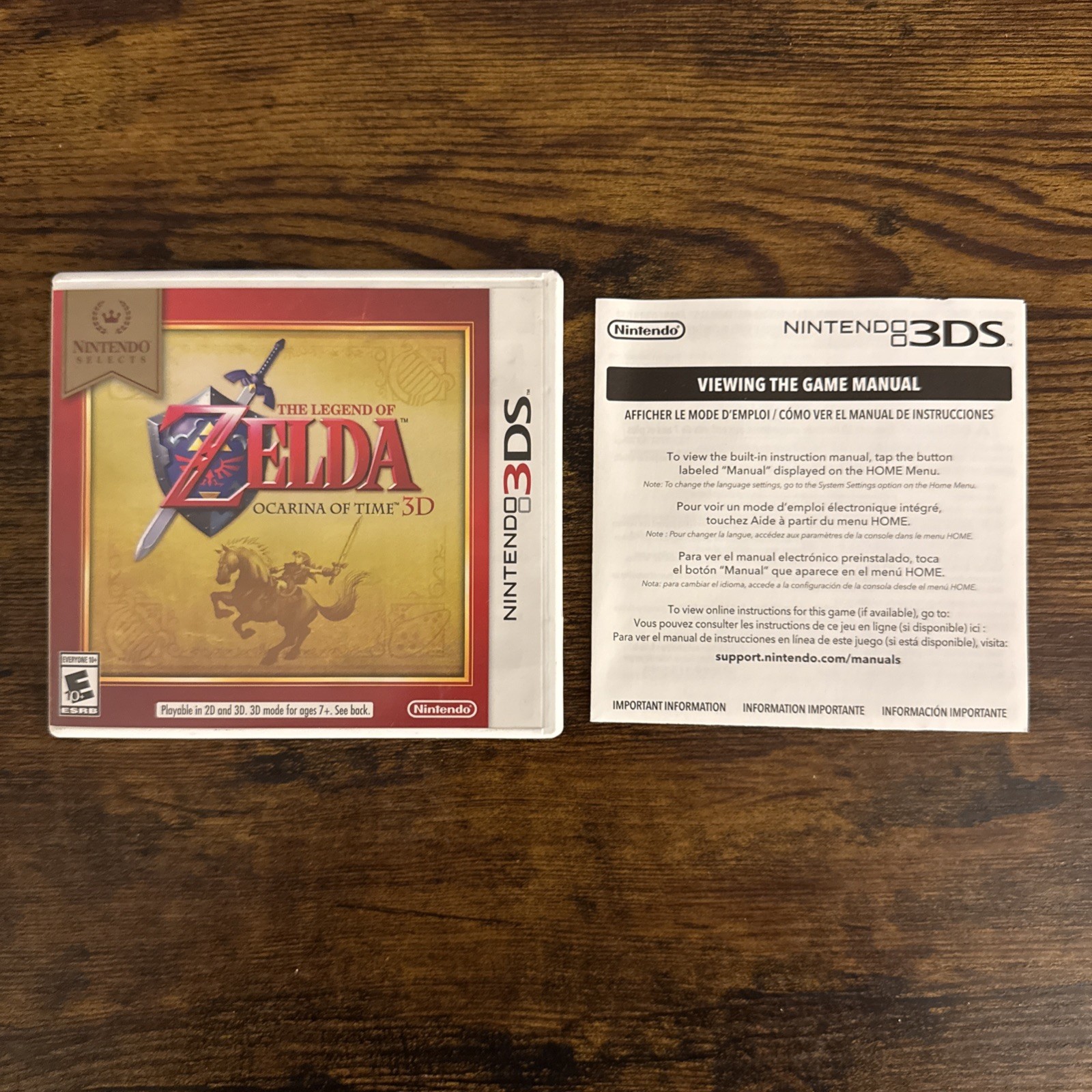 Legend of Zelda Ocarina of Time 3D (Nintendo 3DS) Case And Manual ONLY NO GAME