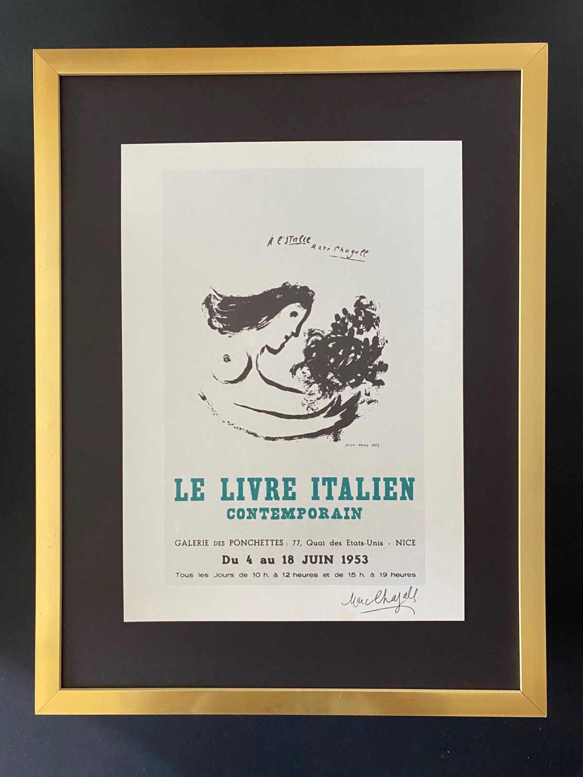 MARC CHAGALL + ORIGINAL VINTAGE 1975 SIGNED PRINT + FRAMED + BUY IT NOW !