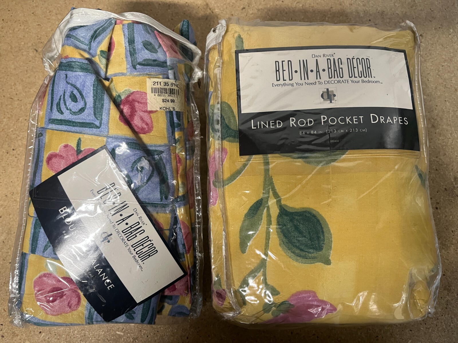 Dan River Lined Drapes Curtains 84x84 Provence Floral W/ Valence 84x15 C59