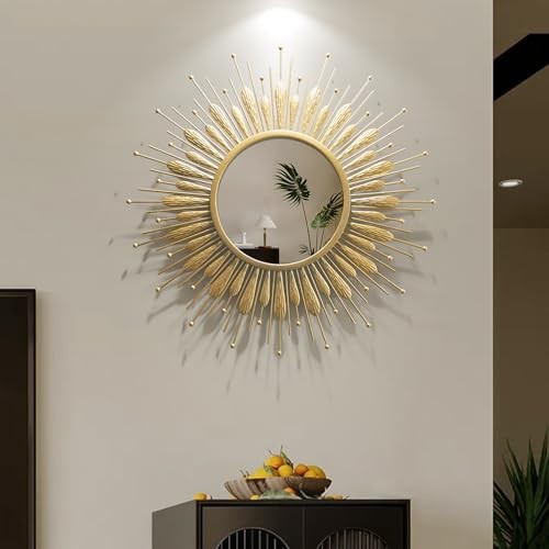 24" Sunburst Gold Wall Mirror Flower Design,Luxury 23.6“*23.6* Gold-flower