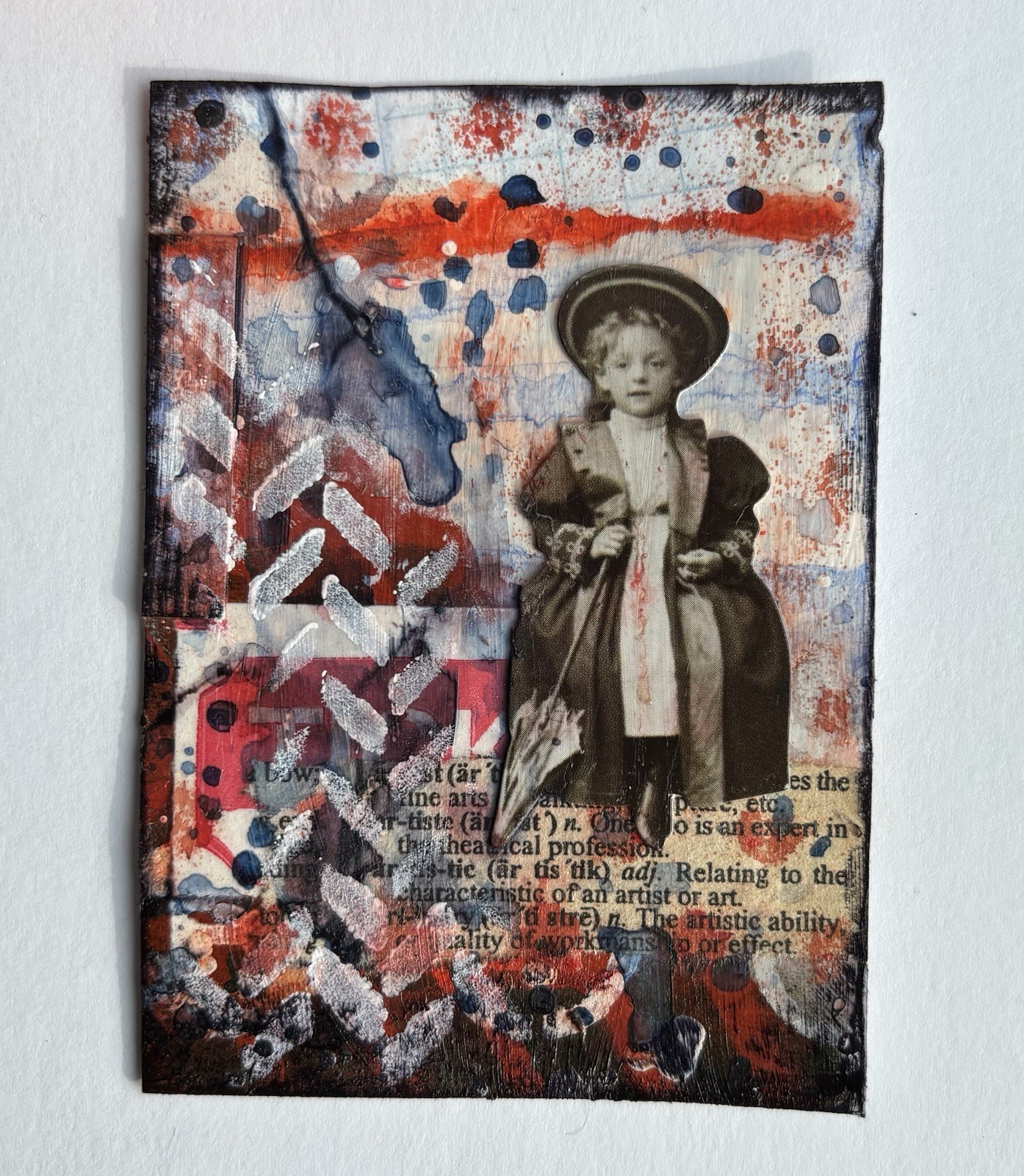 aceo ooak mixed media original abstract painting