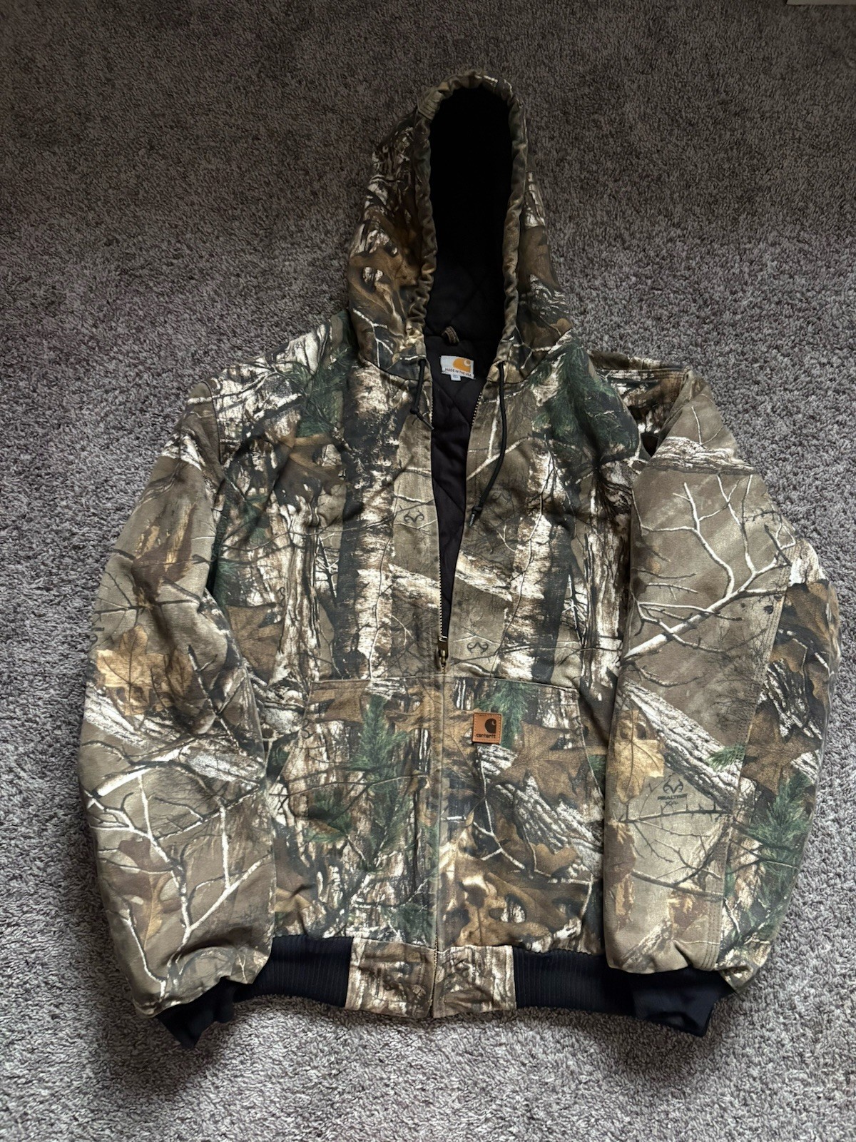 Carhartt Camouflage Insulated Hooded Jacket XL Tall Cotton Vintage early 2000s