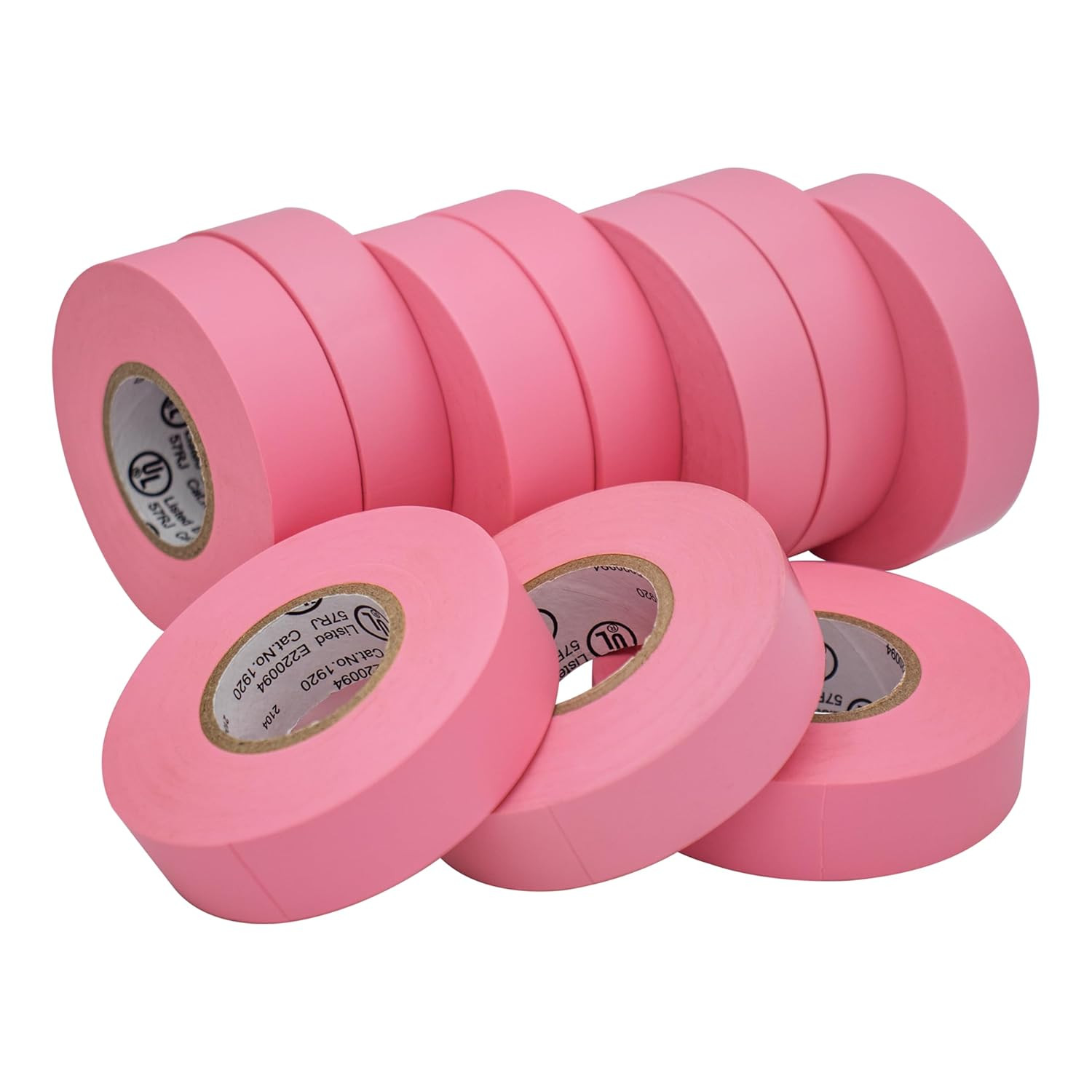 Electrical Tape (10PK) Pink Matte – Waterproof, Flame Retardant, Strong Rubber B