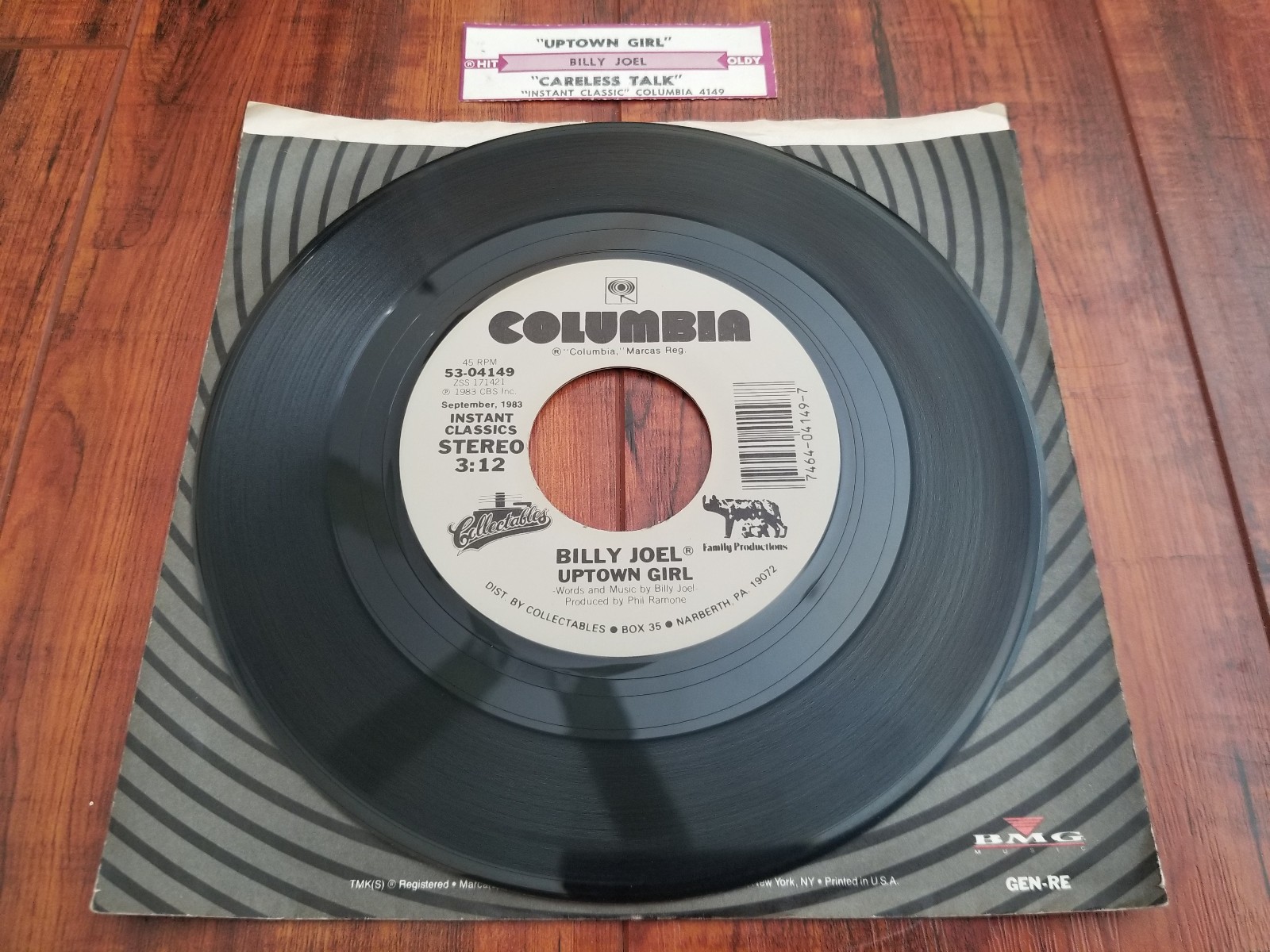 Billy Joel - Uptown Girl / Careless Talk - 7" Jukebox 45 Vinyl Record - With Tag