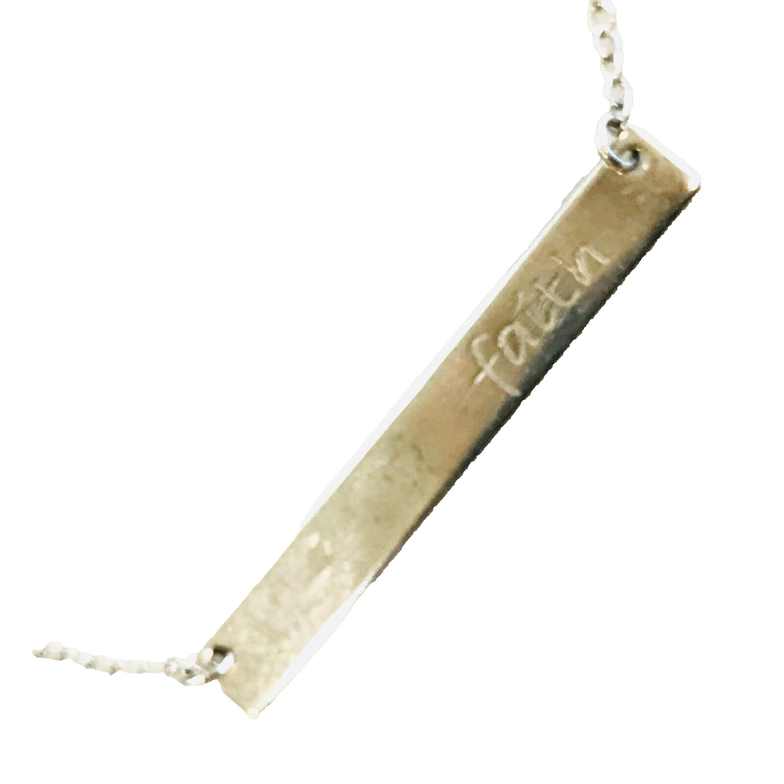 VTG Sterling Silver "Faith" Necklace Choker Horizontal Bar ATI 925 Adj 16-18”