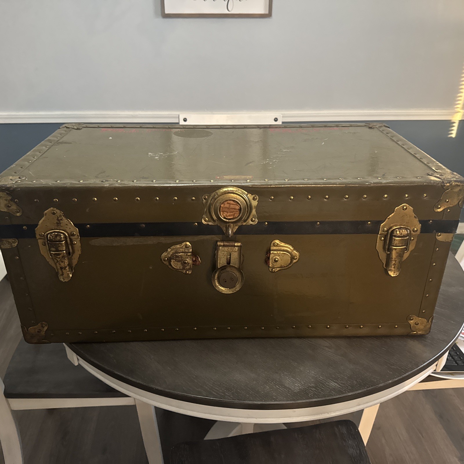 Vintage WW2 Era Military Footlocker Trunk