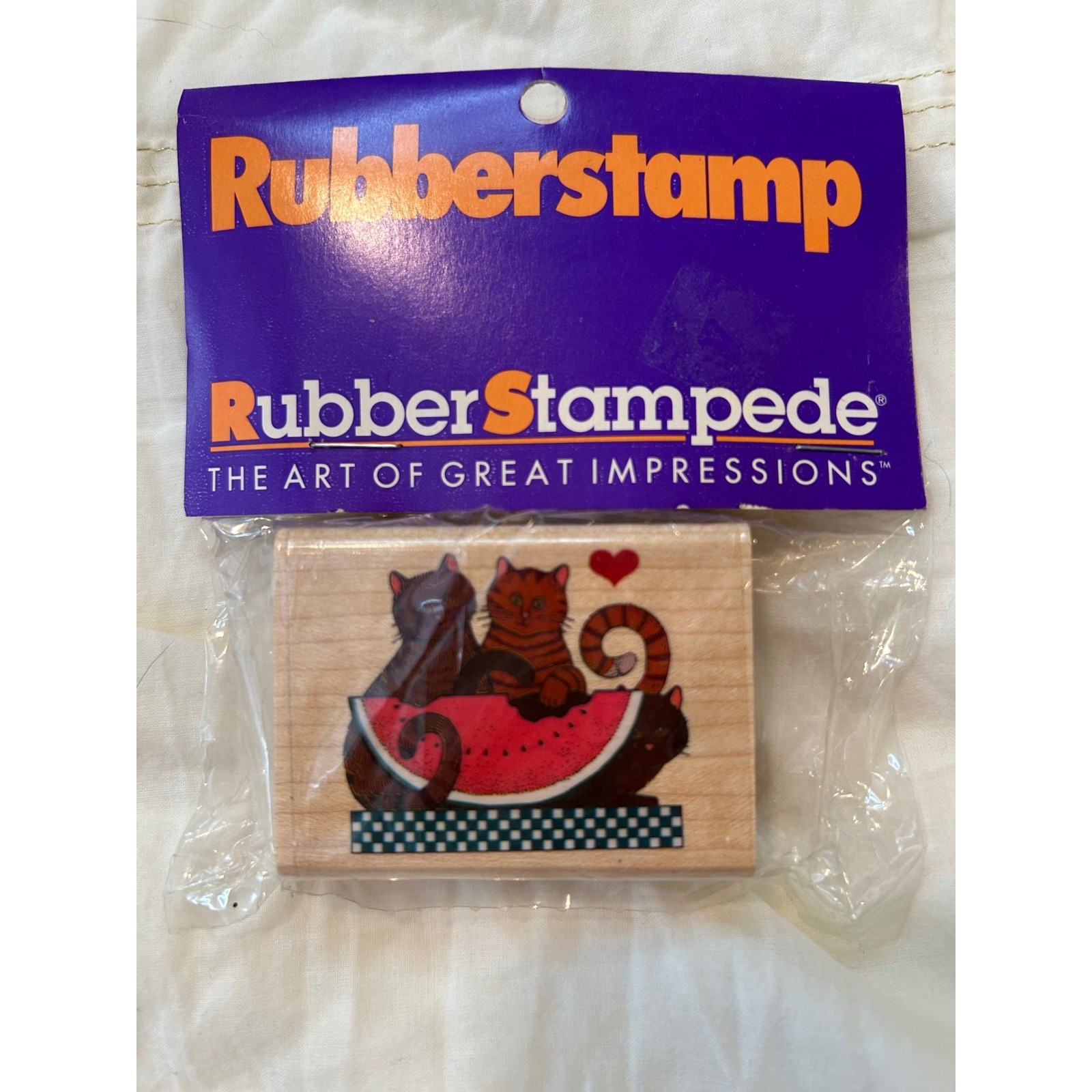 Rubberstampede Rubber Stamp Cats Watermelon Vintage 80s