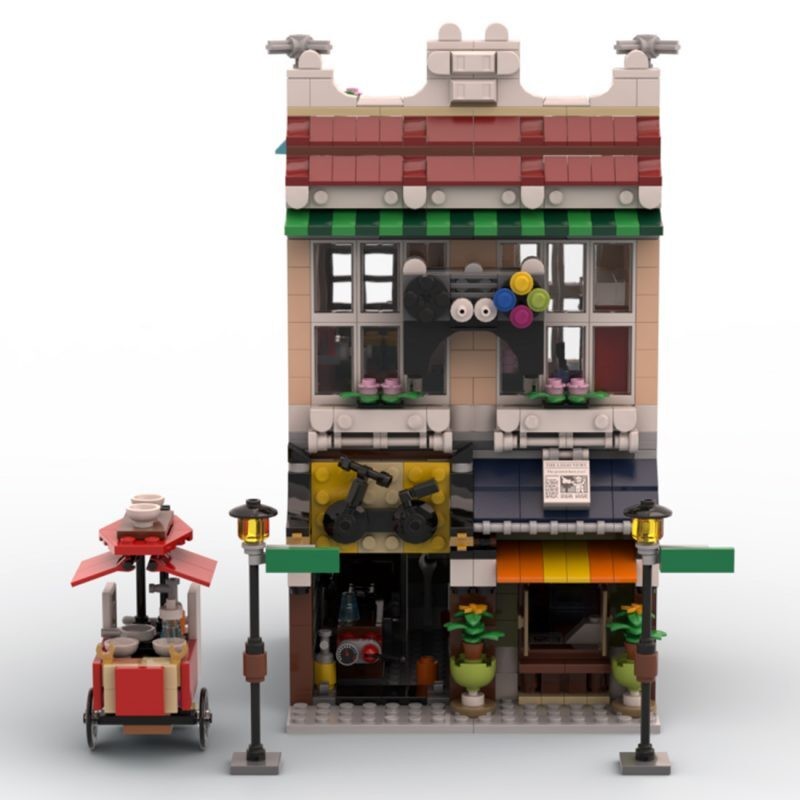 Retro Arcade & Bike Shop 1080pcs Building Bricks MOC-113969 Toy