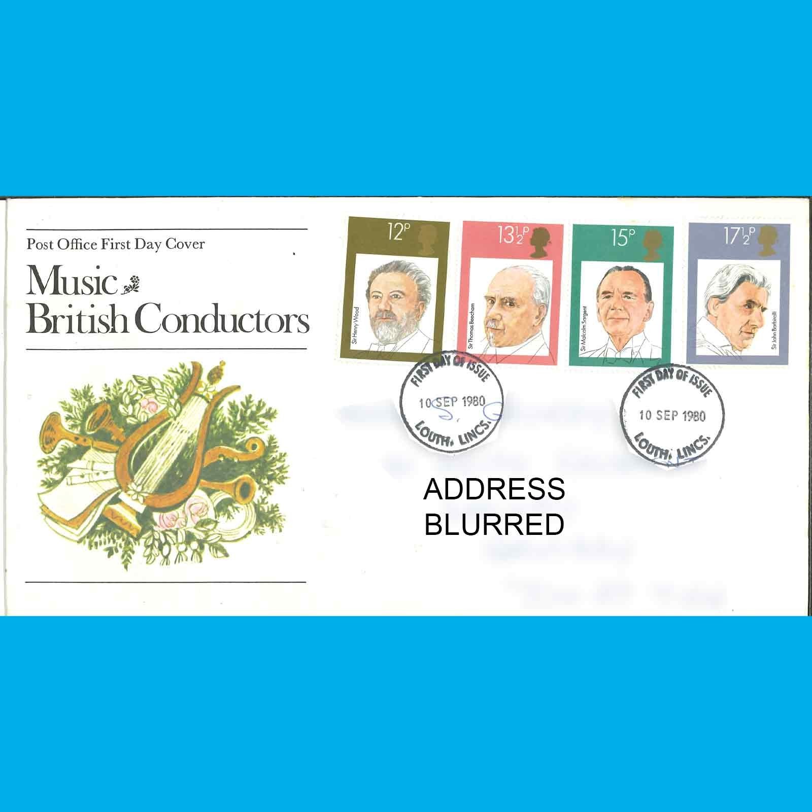 UK FDC Music & British Conductors Post Office First Day Cover Stamps, 10.9.1980