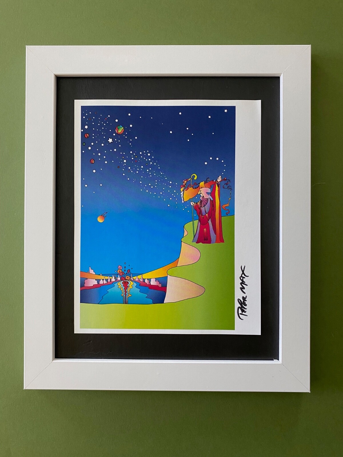 PETER MAX + BEAUTIFUL +   SIGNED PRINT  + NEW FRAME