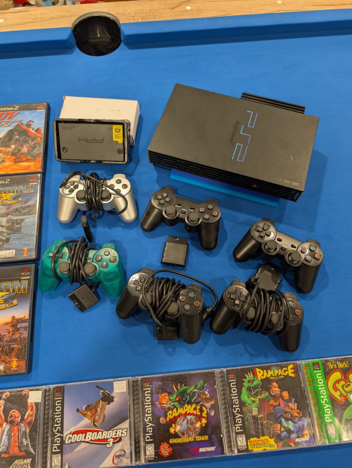 Sony PlayStation 2 Console Lot with Controllers, and Games