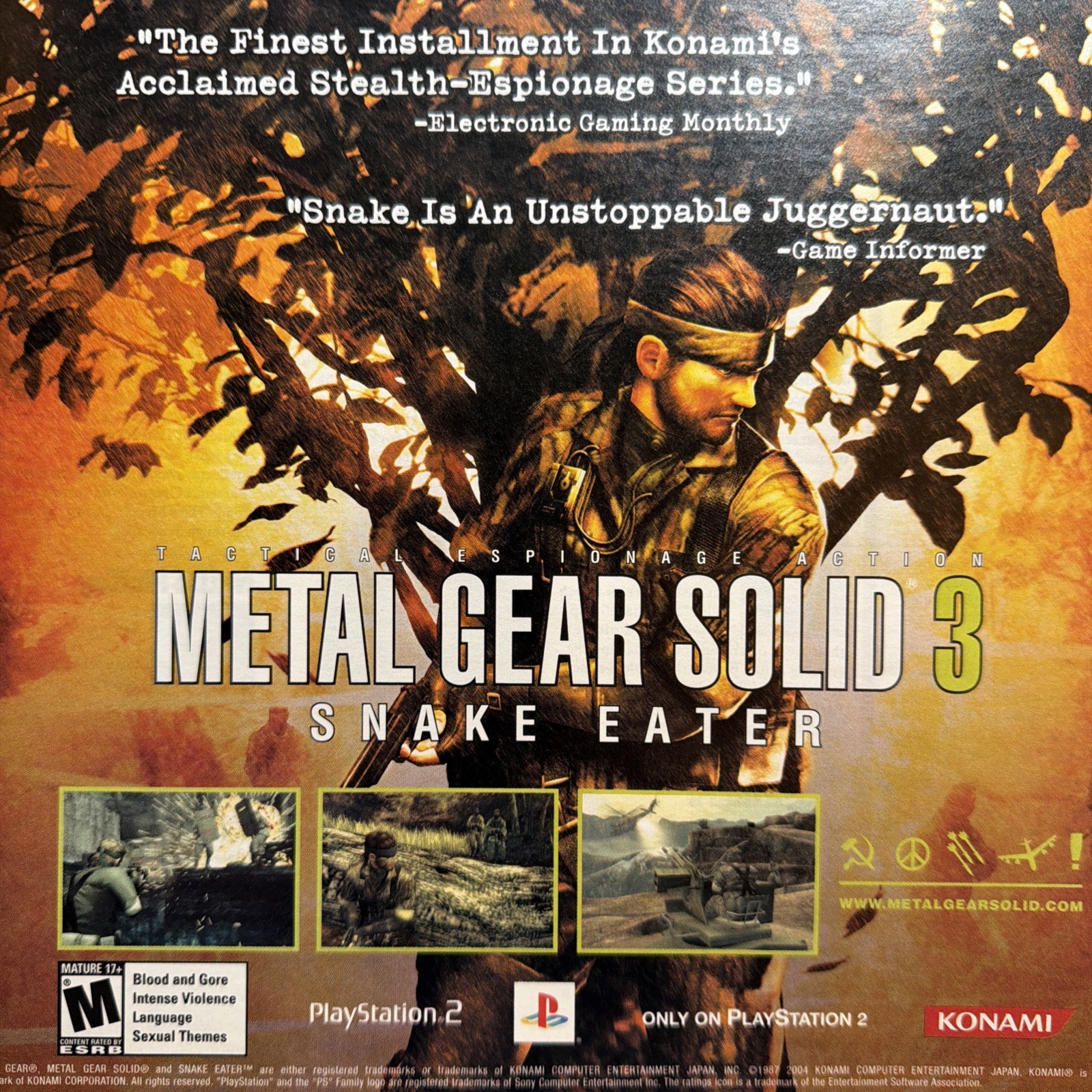 2004 Metal Gear Solid 3 Snake Eater PRINT AD 10x12 Promo Poster Official Art PS2