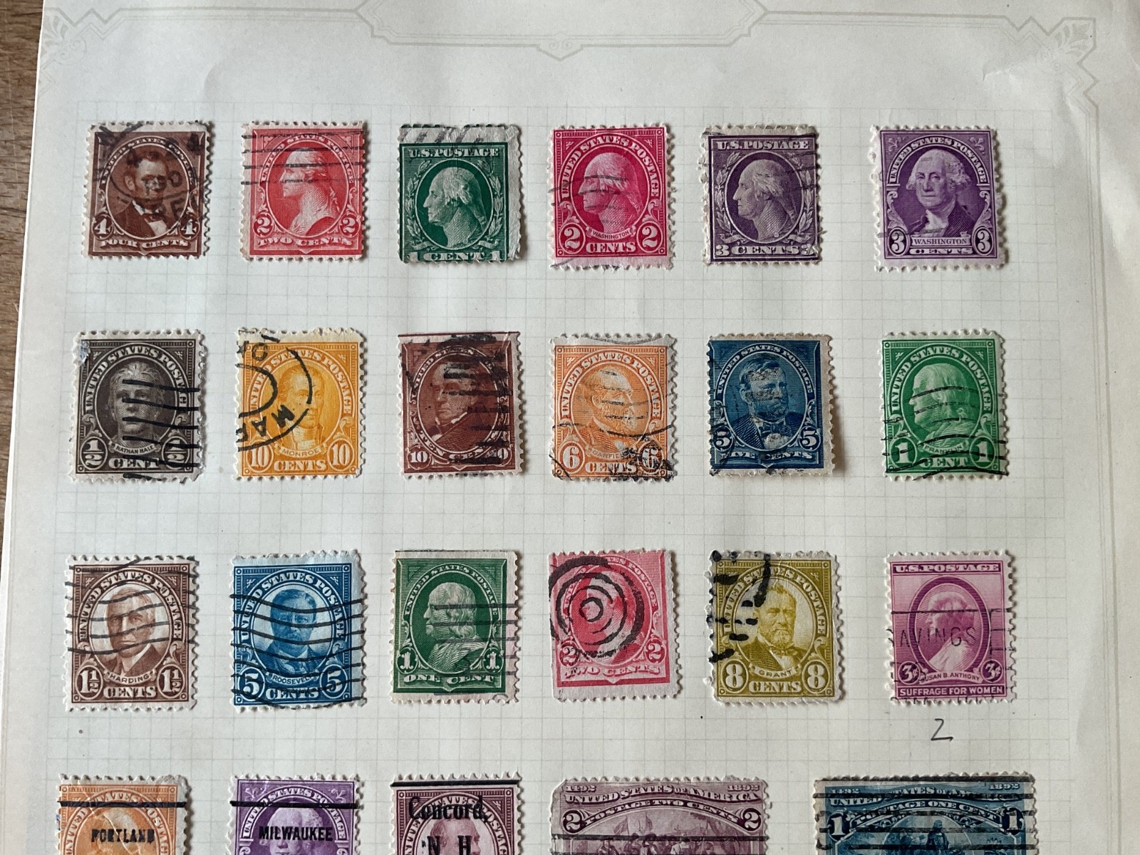 United States stamps on 4 pages B3197