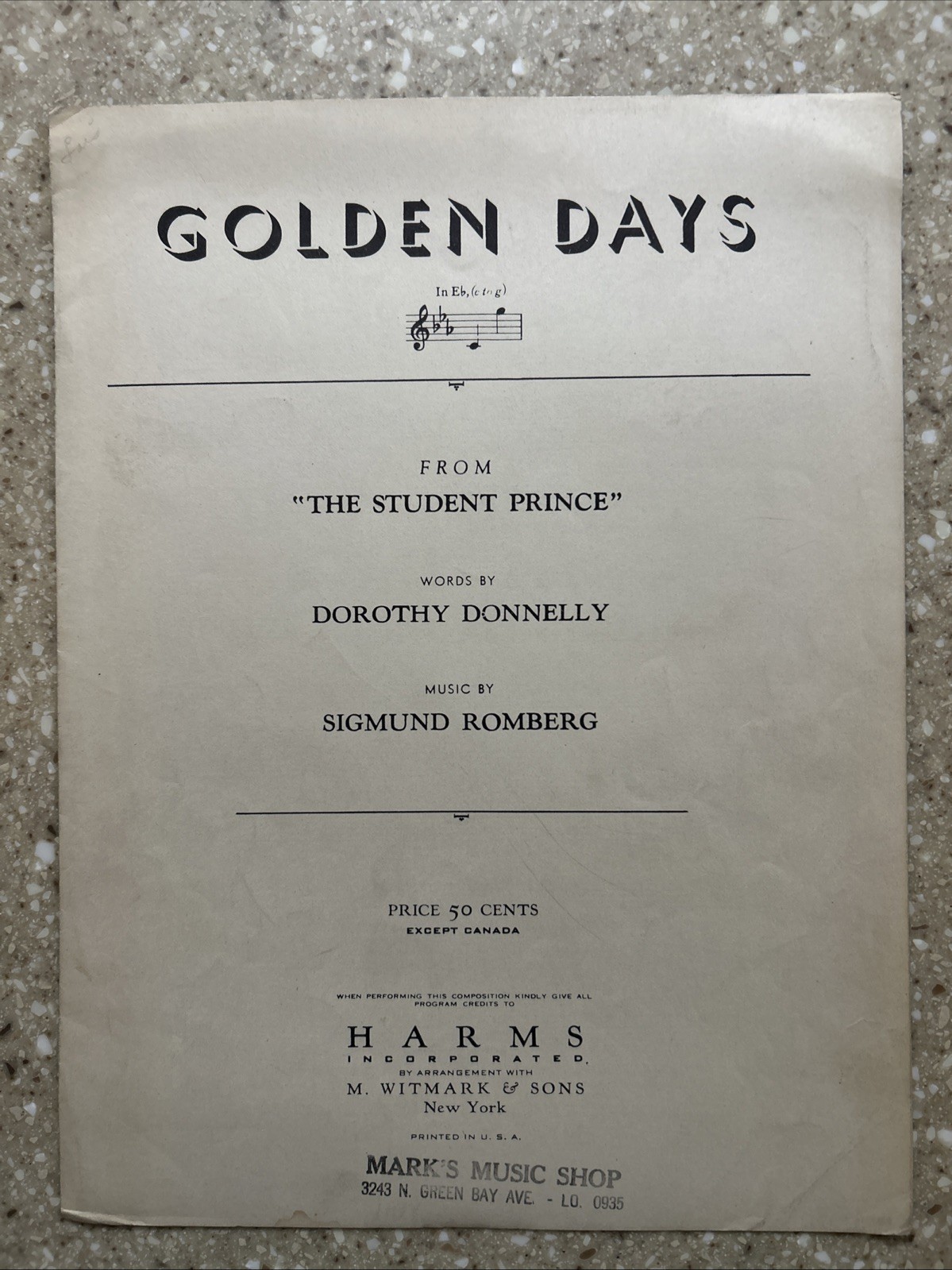 Antique (1924) Piano Sheet Music with Lyrics – GOLDEN DAYS