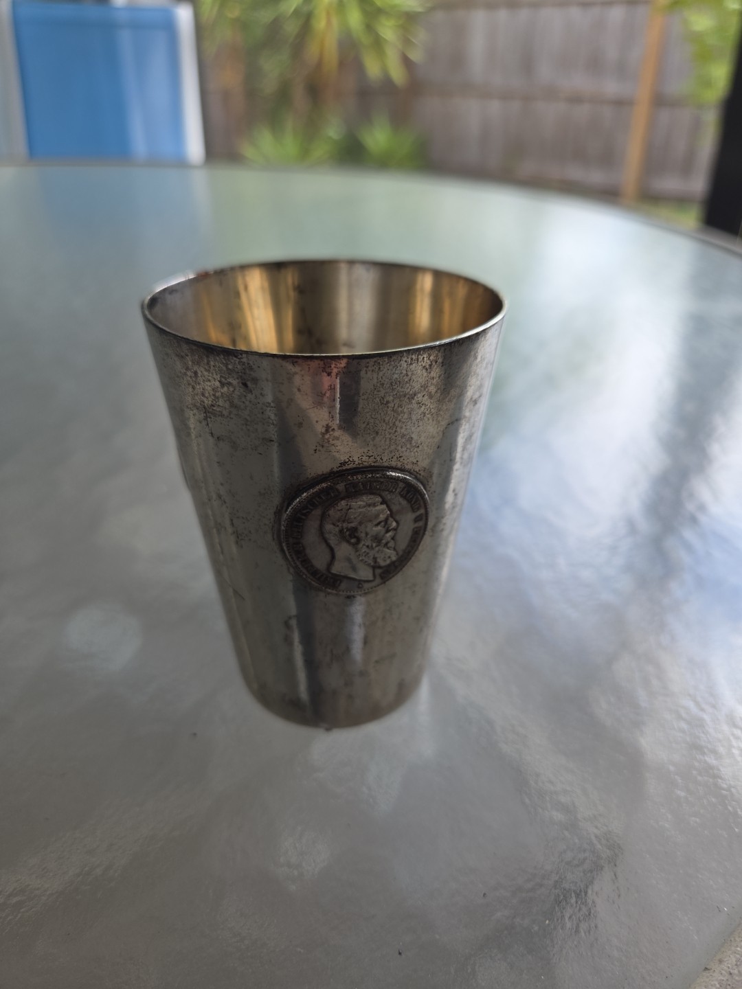 Antique 800 Silver Cup 150 grams Germany Embedded 90% Coins Rare  Piece Verified