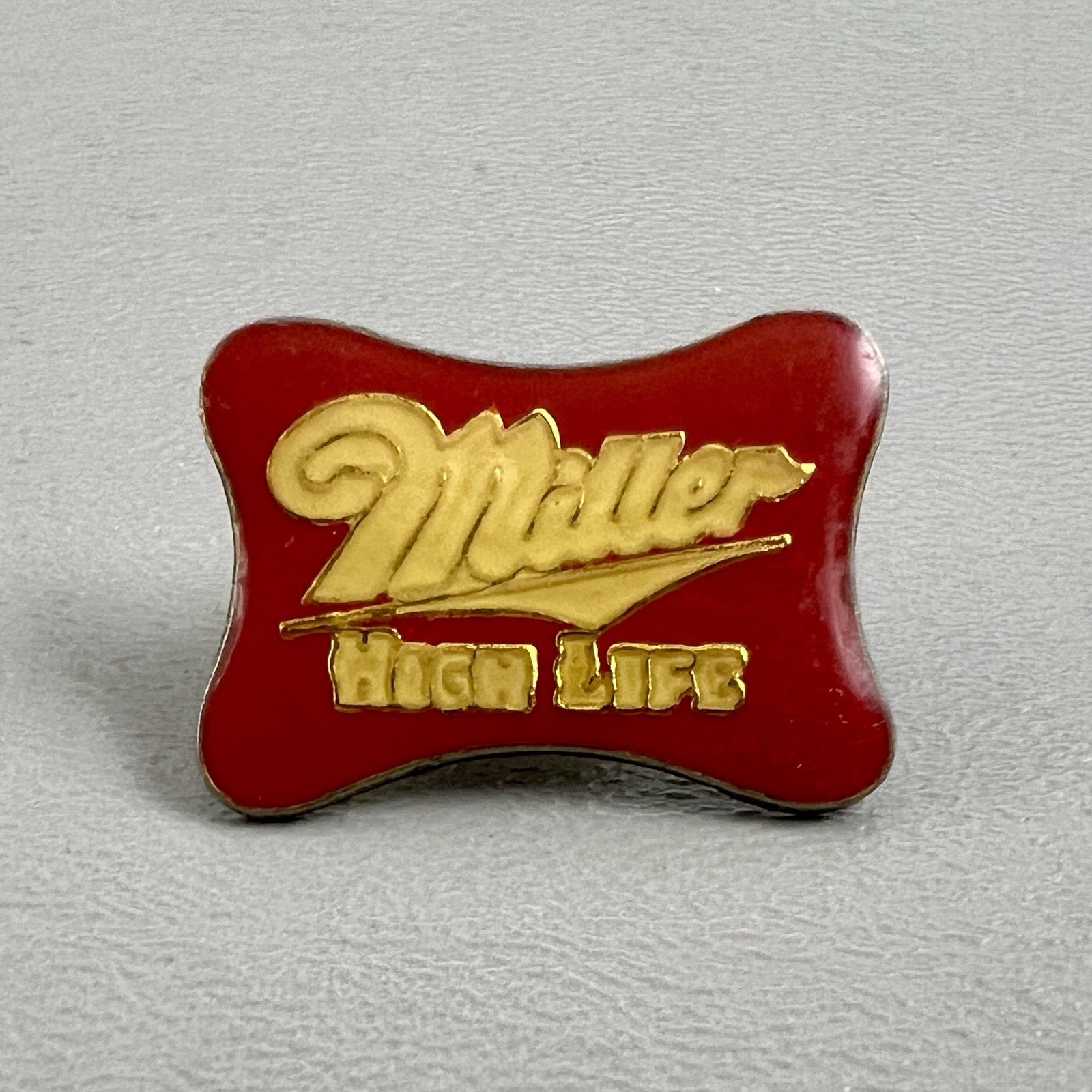 Vintage Lapel Hat Pin Miller High Life Beer Ad Sign Enamel Red Gold Tone