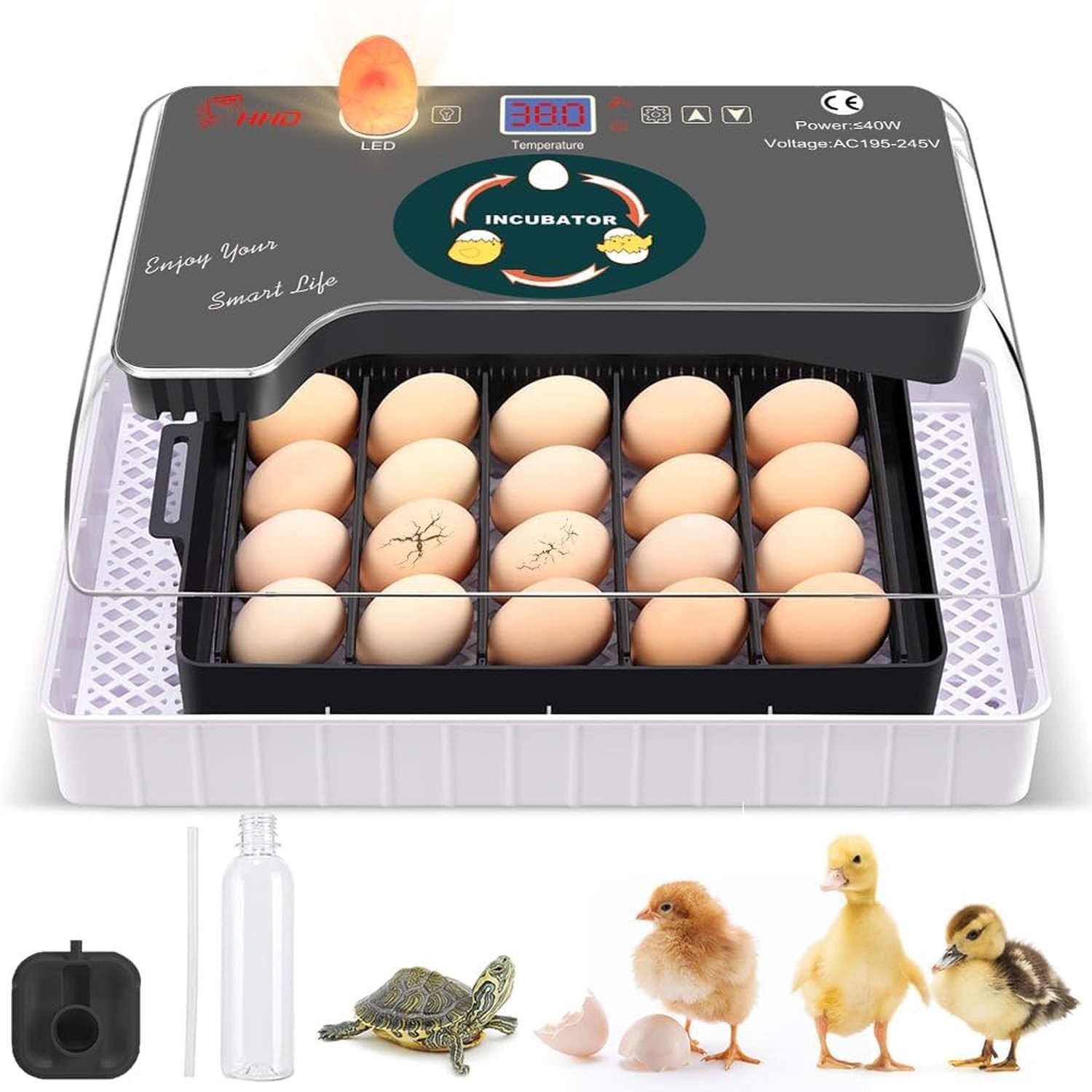 12 Egg Incubator - Automatic Egg Turner, Temperature Control, Built-in Candle...