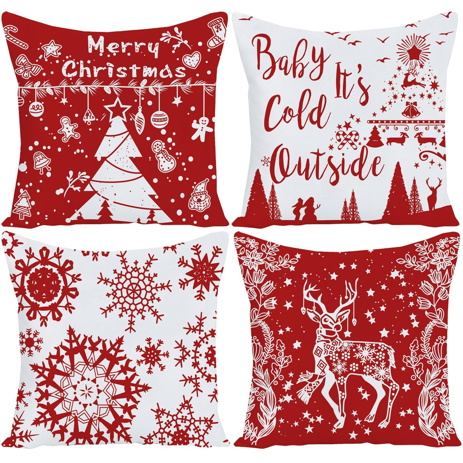 Merry Christmas Baby It's Cold Outside Happy Winter Snowflakes Bright Deer Ve...