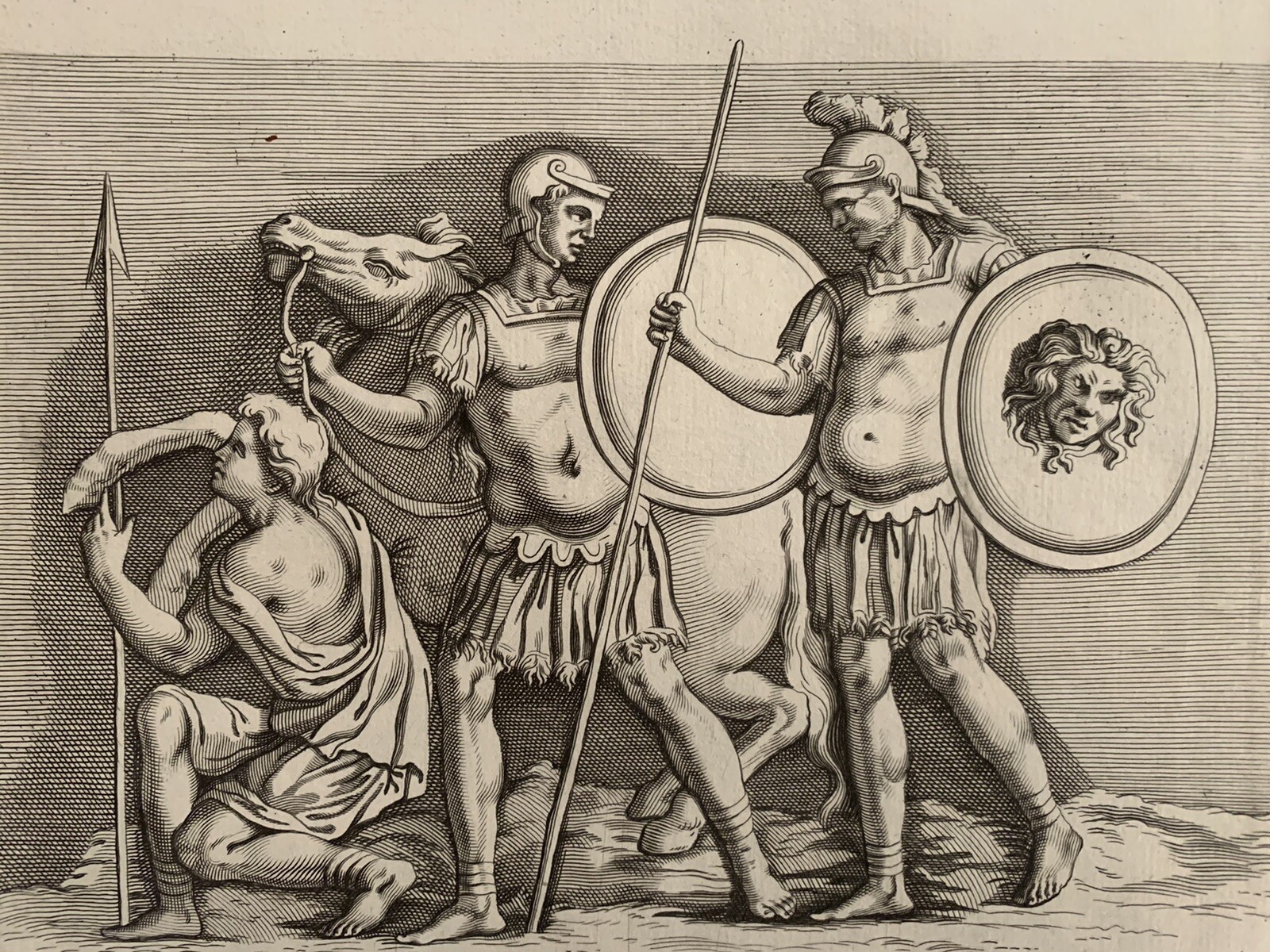 Antique Engraving Rome Antique Legionnaire Galleria Giustiniana Del Marchese 17e