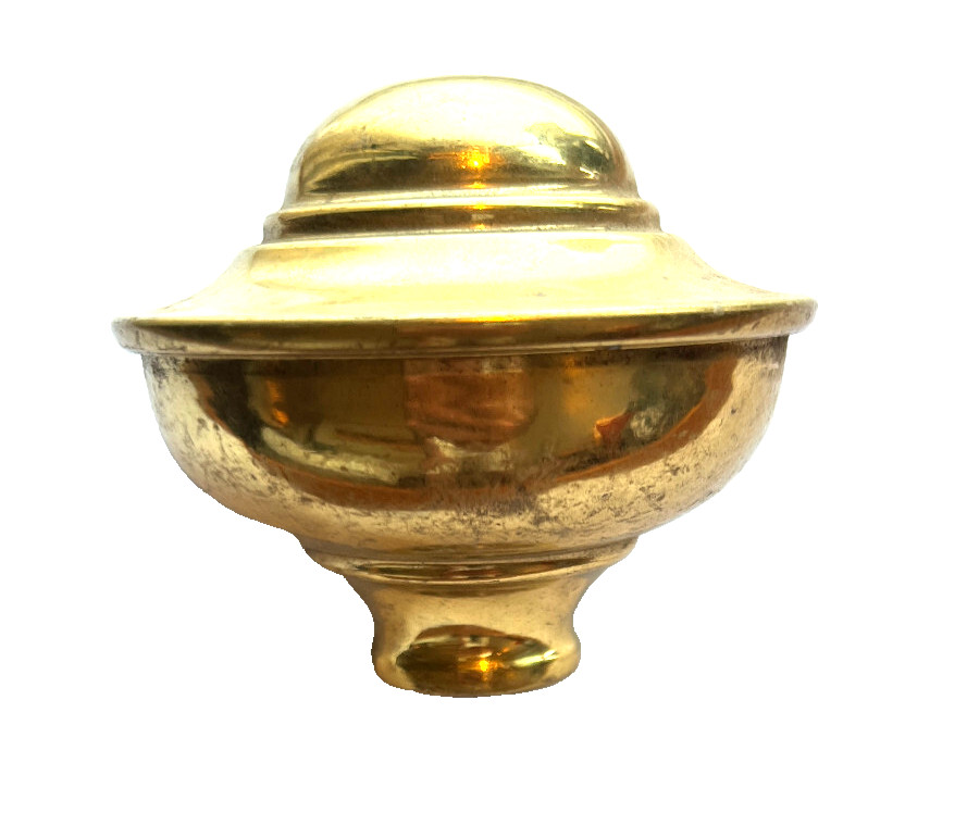 BED KNOB Spun Brass 3” high old style COT heavy vintage polished Aged Repro deco