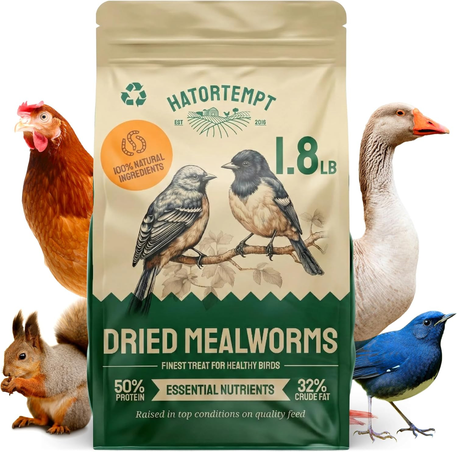 1.8Lb Dried Mealworms for Wild Birds - 50% Protein Meal Worms for Wild Birds - A