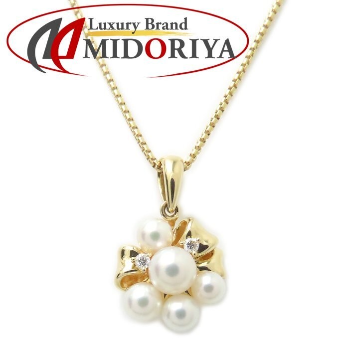 TASAKI Pearl Necklace Pearl 3.5 5mm Diamond 0.08ct K18YG Yellow Gold Ladies 2945