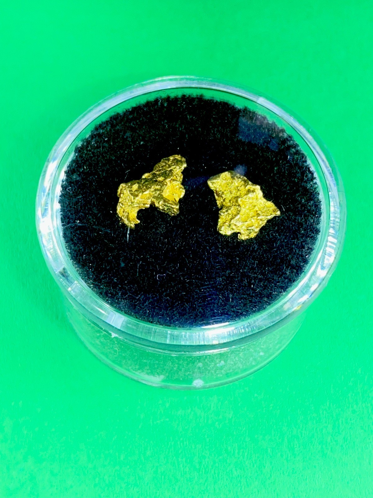 Gold Nuggets 1.38 Gram Alaskan Yukon BC In A Gem Jar