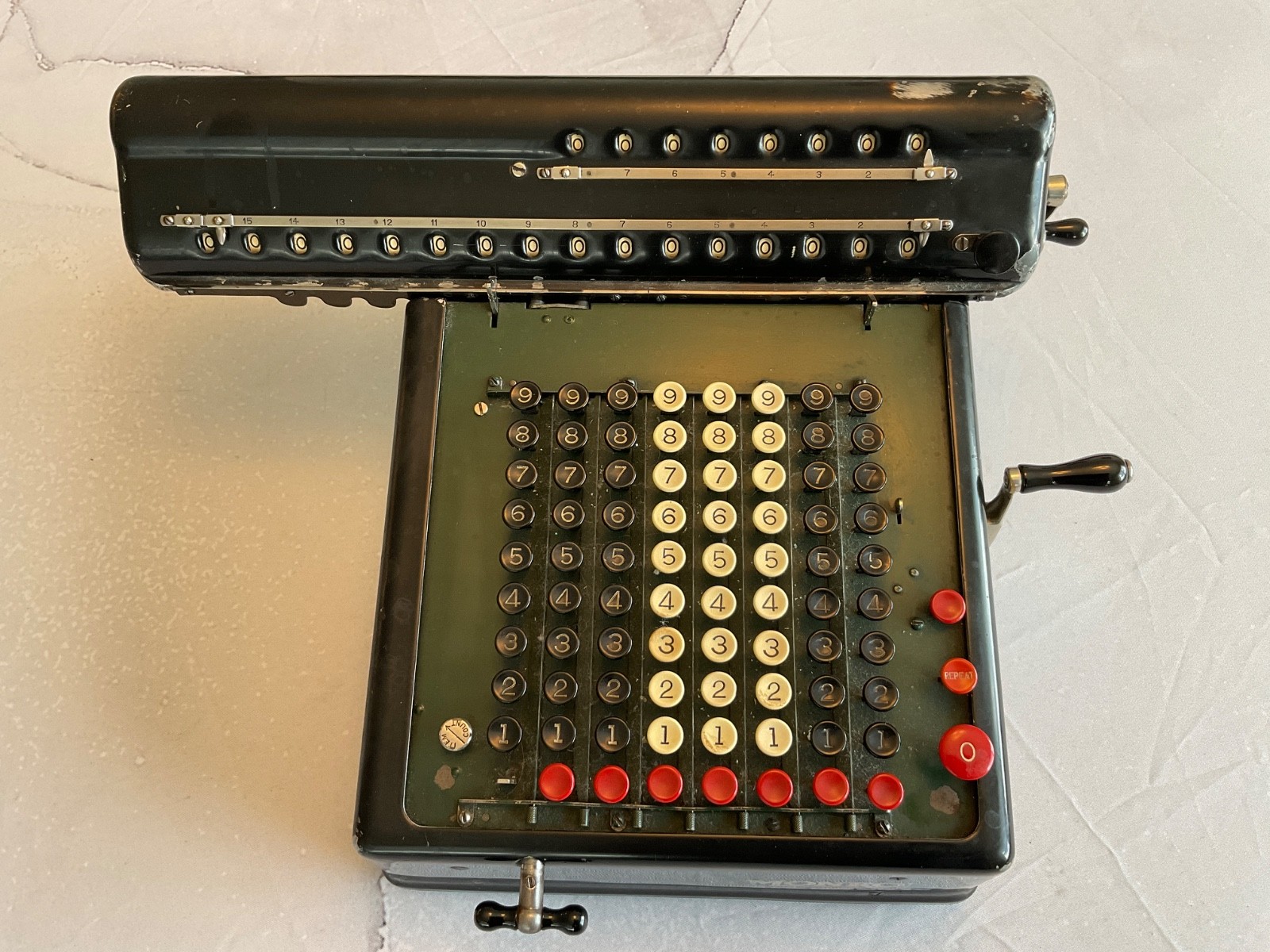 Antique Monroe Calculating Machine Mechanical Carriage & Keyboard Manual Crank