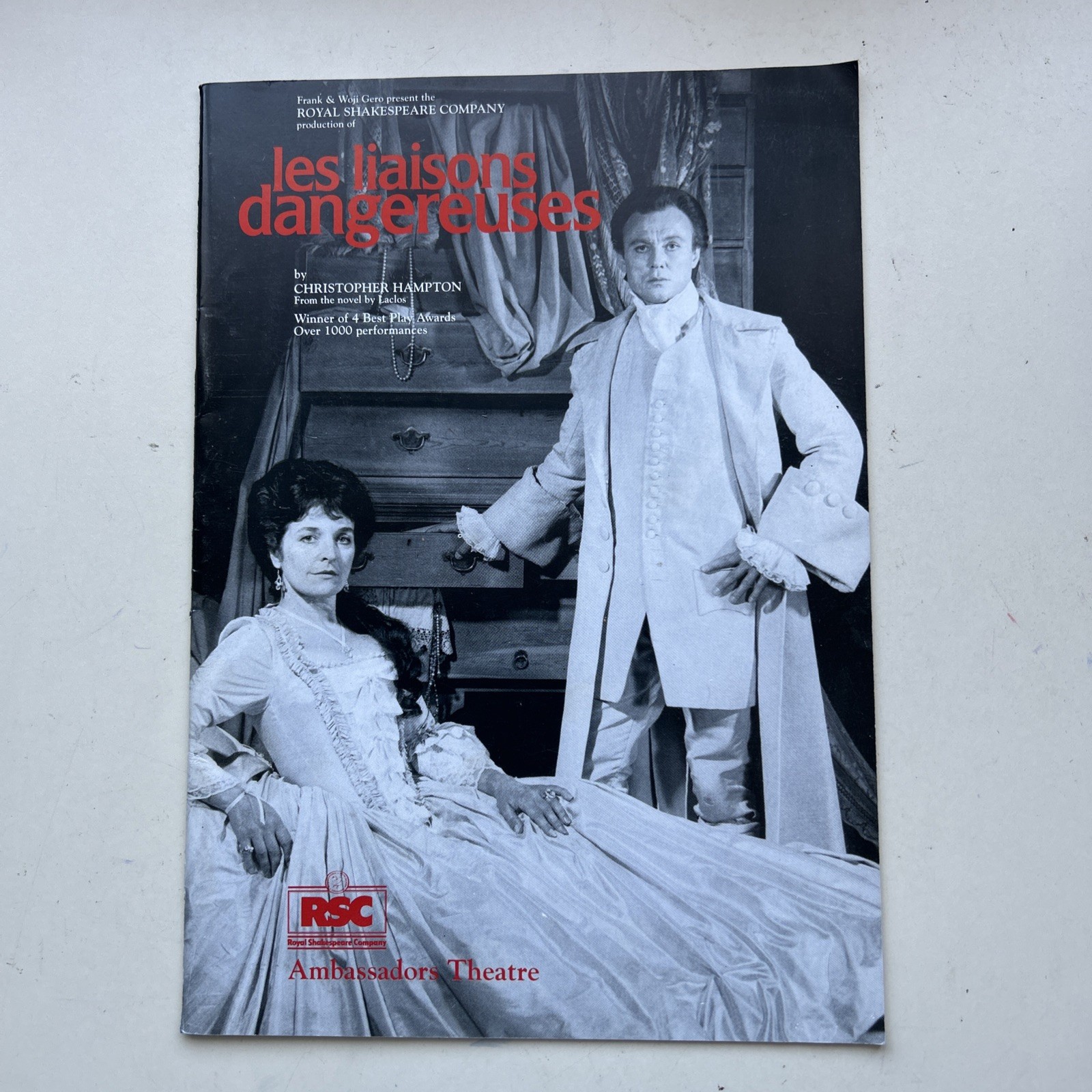 LES LIAISONS DANGEREUSES Theatre Programme RSC JULIEN BALL KATE DYSON 