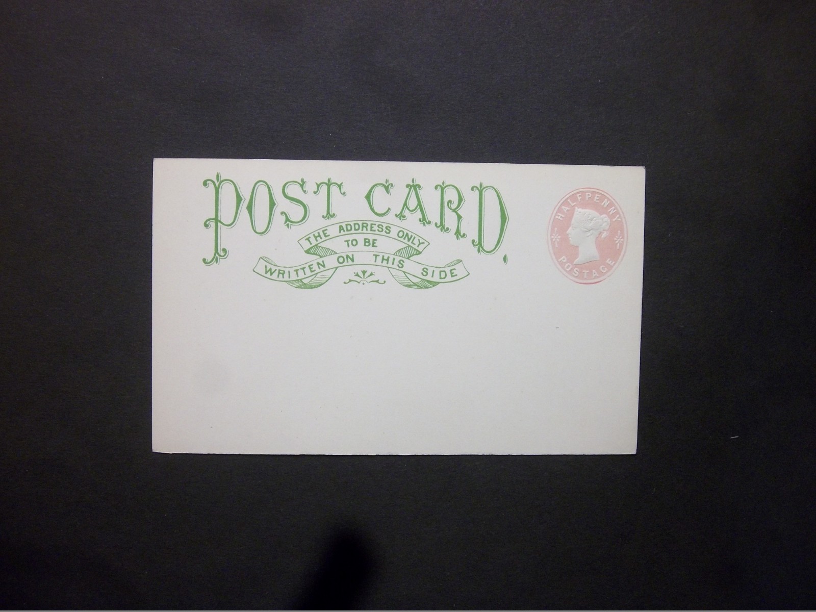 GB Stationery STO QV 1/2d pink embossed green decorative Postcard H&B CS1c