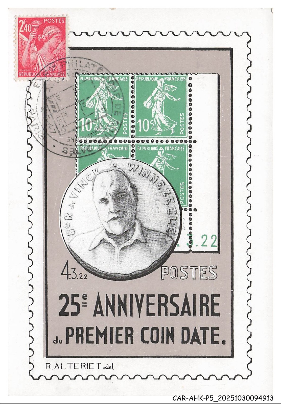 Car Ahkp5 0266 Maximum Cards - Paris - 25th Anniversary Commemoration of Coins