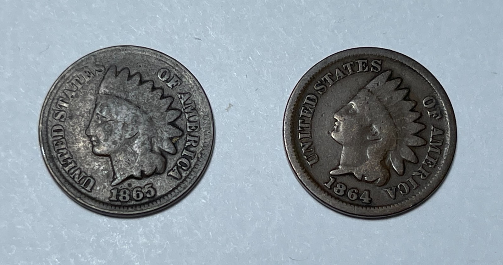 1864 & 1865 Indian 1C (17040) lower grade.