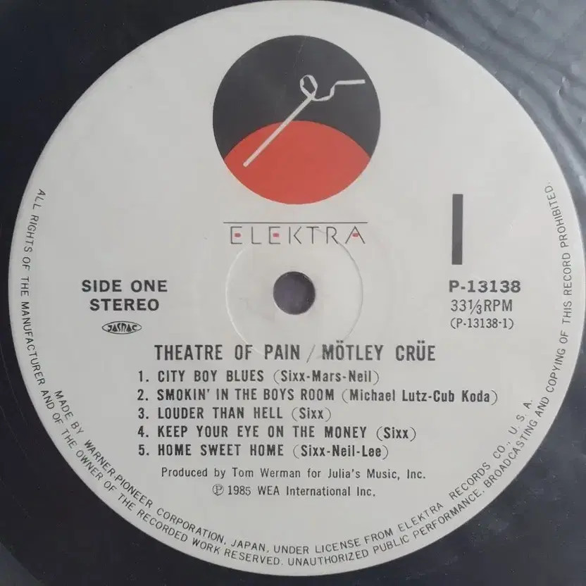 Motley Crue Theater of Pain LP Vinyl Record Japan Early Press 1985