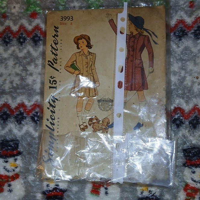 Simplicity 3993 Child Girl Princess Coat Sewing Pattern Size 8 Vintage Original