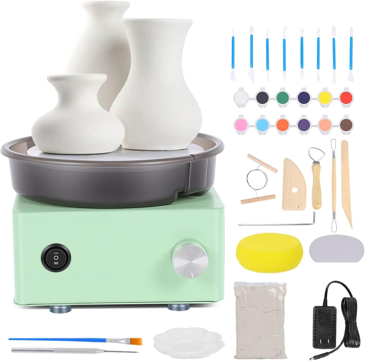 Pottery Wheel for Kids: 6" Turntable 2-Way Rotation Mini Pottery Wheel, Removabl