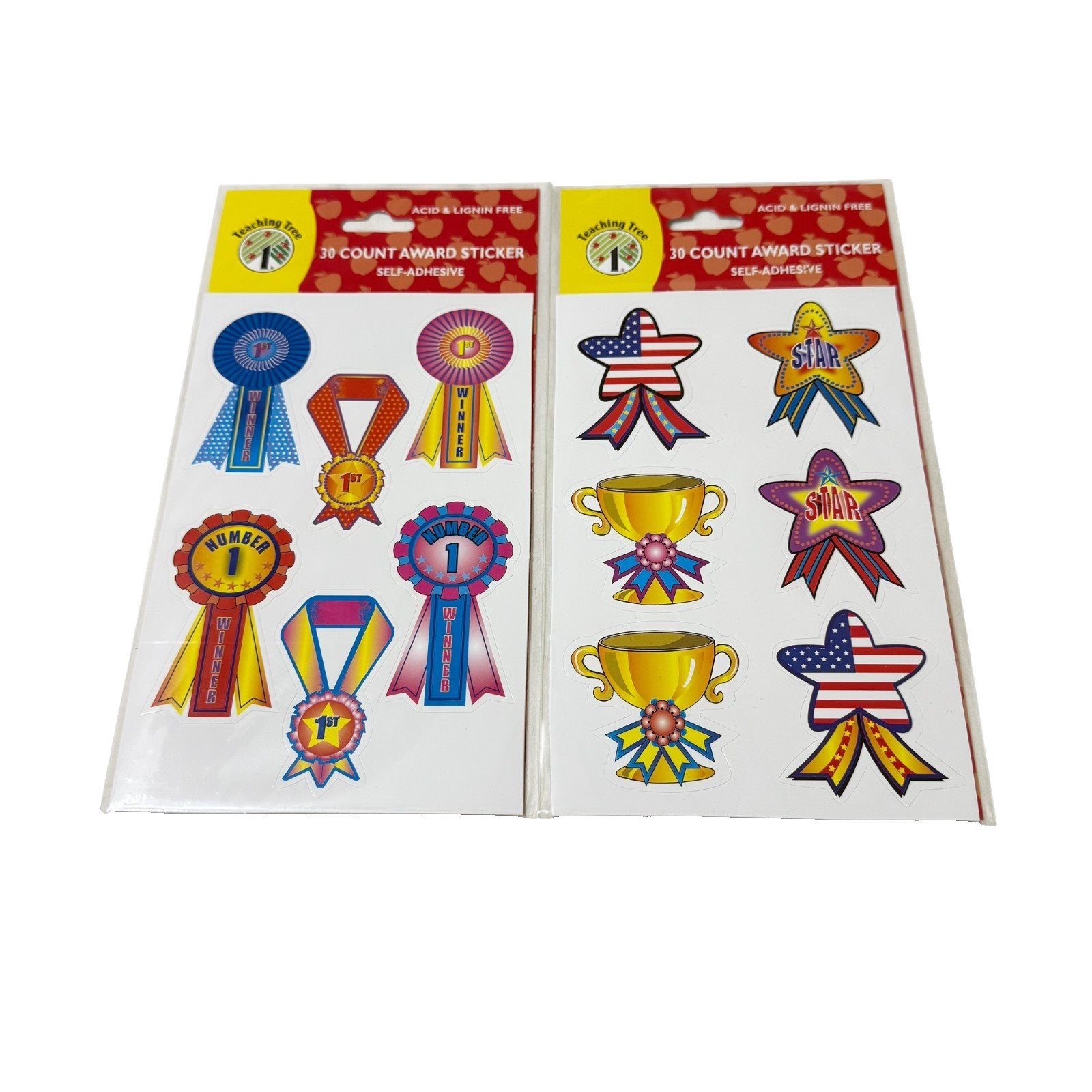 2 Pks Teaching Tree Award Stickers Large Size 30/Pack Acid/Lignin Free New Vtg
