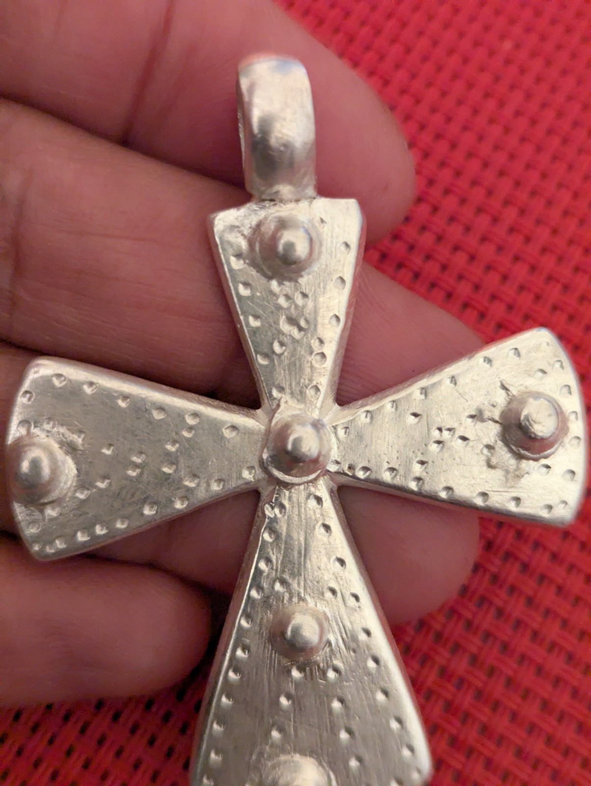 Antique Ethiopian Orthodox Coptic Christian Coin Silver Cross Pendant Africa