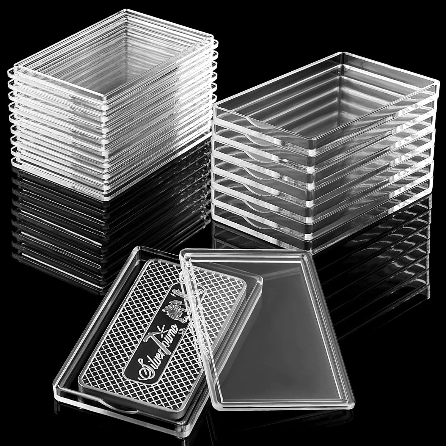 Geiserailie 15 Pcs 1 Oz Silver Bar Holder Case, Clear Acrylic Silver Bar Holder 