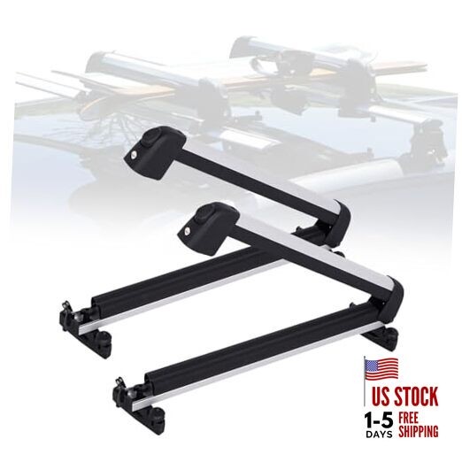 Ski and Snowboard Roof Racks, Ski Roof Racks with Anti-Theft 16.3 inch Silver