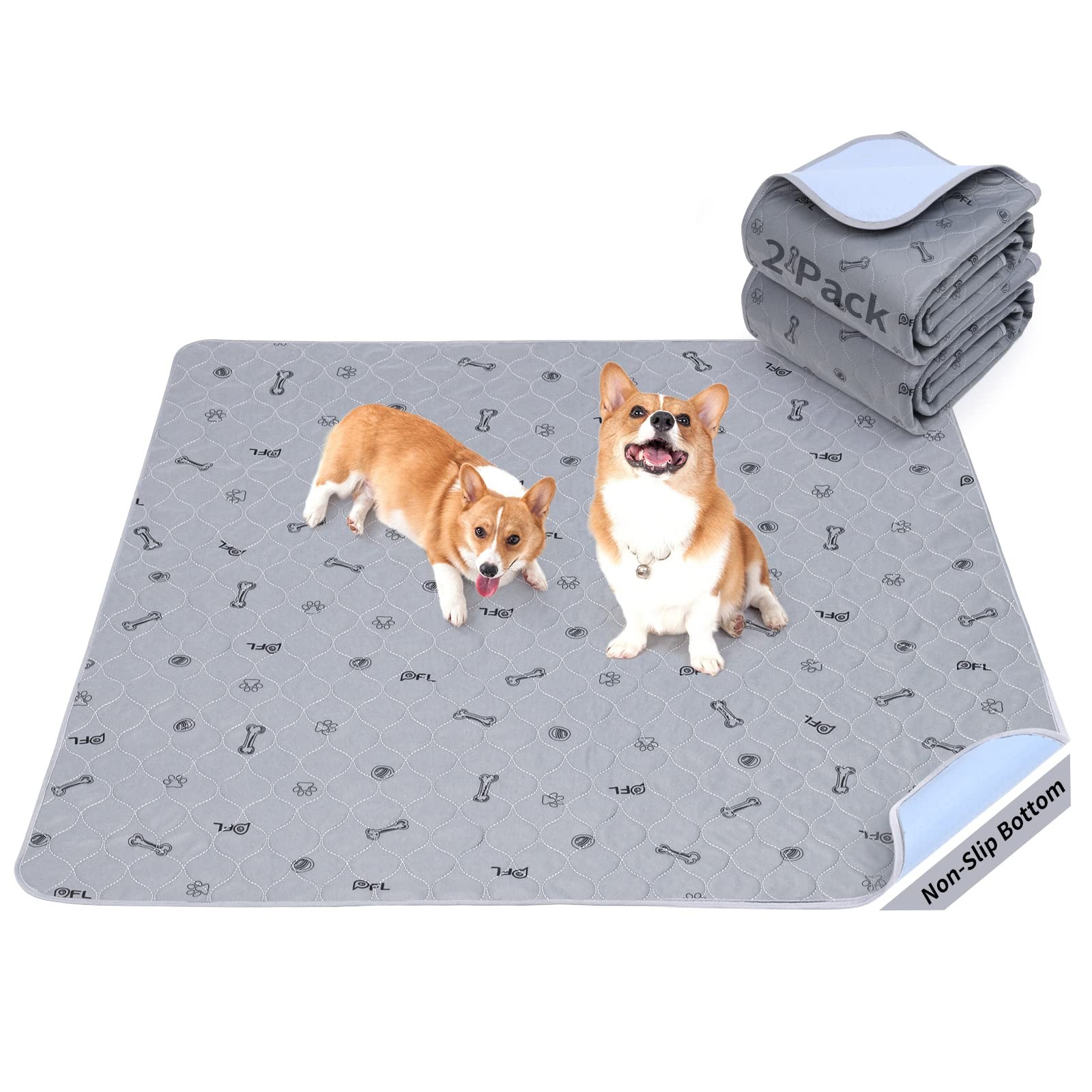 2Pack Puppy Pads Washable, 48x48 Reusable Pee Pads for Dogs, Absorbent Whelpi...