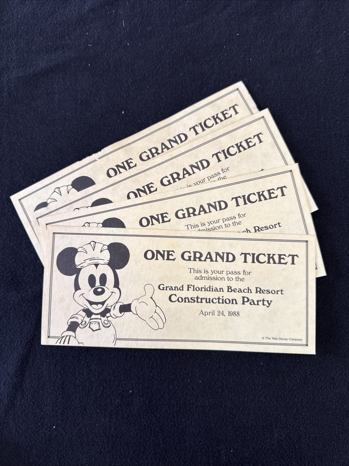 Walt Disney Company - Bundle 4 Tickets Grand Floridian Resort Construction Party