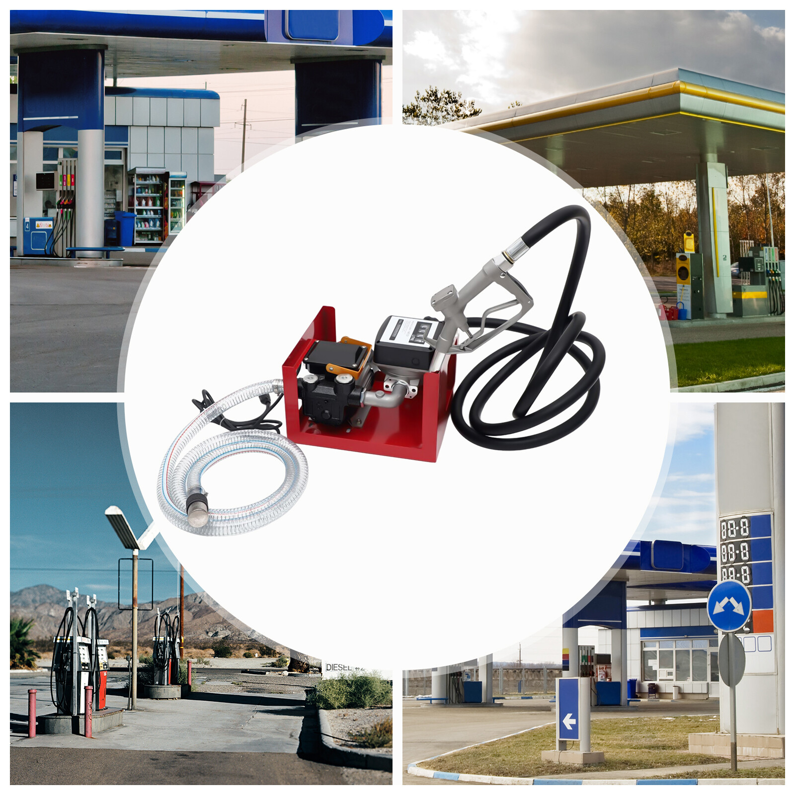 Electric Fuel Transfer Pump Self-priming Oil Diesel Pump 110V & Hoses & Nozzle