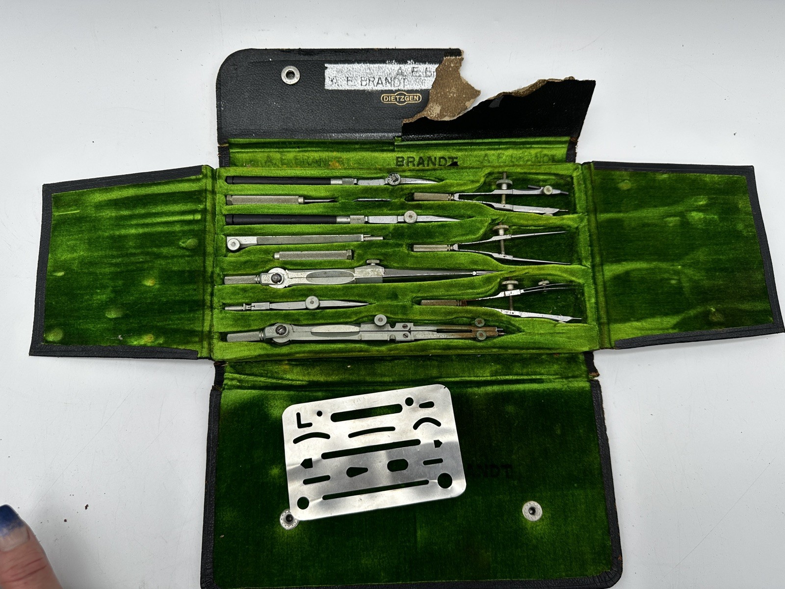 Vintage Dietzgen Drafting Instrument Set Original Case Compass Divider